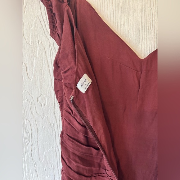 Wilfred Aritzia Brown Veda Ruched Off Shoulder Zip Up Bodycon Contour Mini Dress - Picture 7 of 17